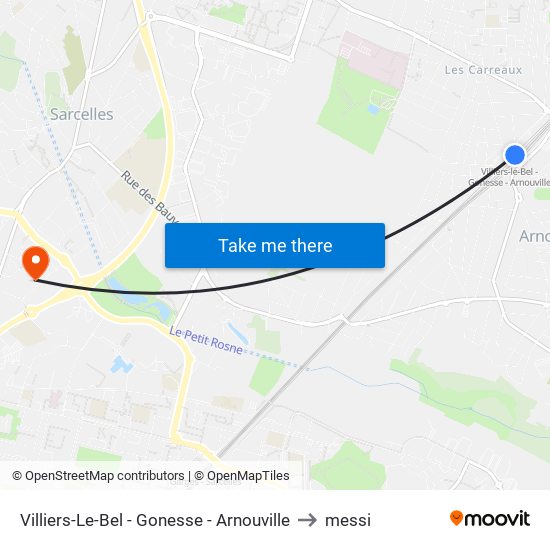 Villiers-Le-Bel - Gonesse - Arnouville to messi map