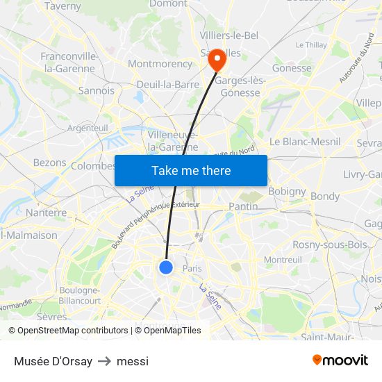 Musée D'Orsay to messi map