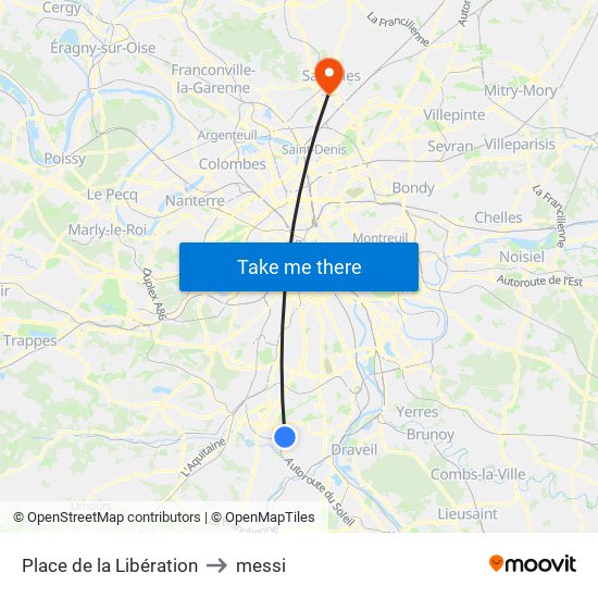 Place de la Libération to messi map