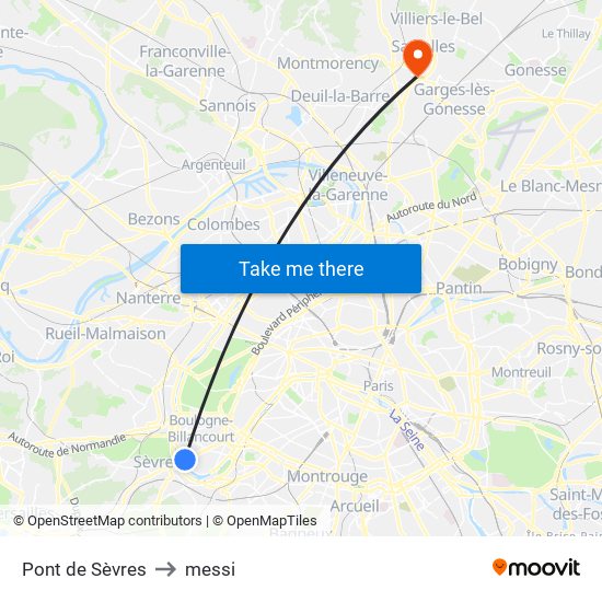 Pont de Sèvres to messi map
