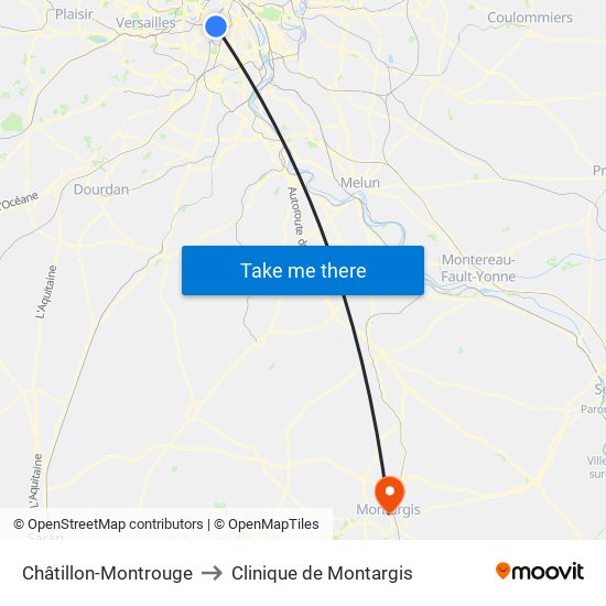 Châtillon-Montrouge to Clinique de Montargis map