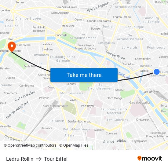 Ledru-Rollin to Tour Eiffel map
