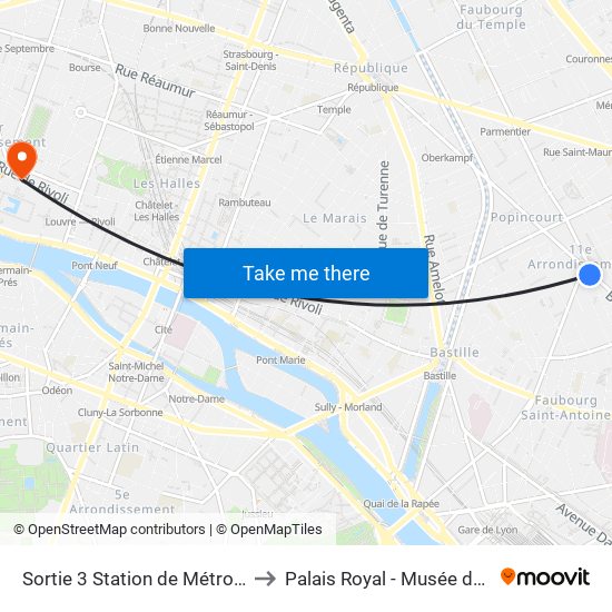 Sortie 3 Station de Métro Voltaire to Palais Royal - Musée du Louvre map
