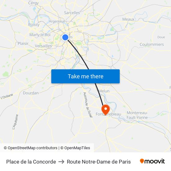 Place de la Concorde to Route Notre-Dame de Paris map