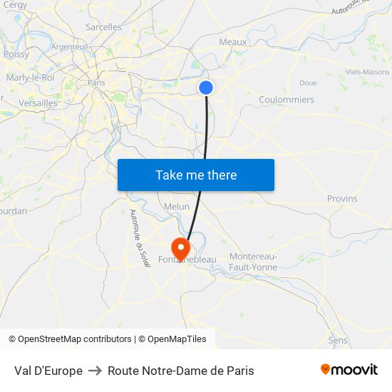 Val D'Europe to Route Notre-Dame de Paris map