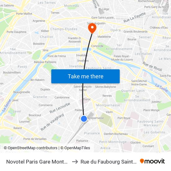 Novotel Paris Gare Montparnasse to Rue du Faubourg Saint-Honoré map