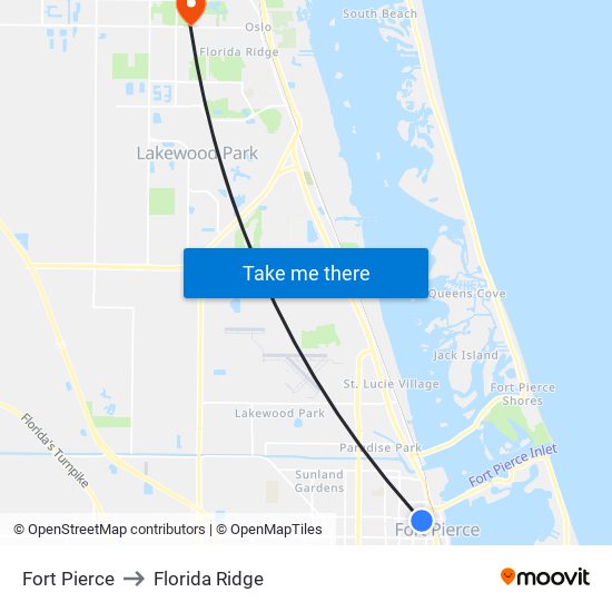 Fort Pierce to Florida Ridge map