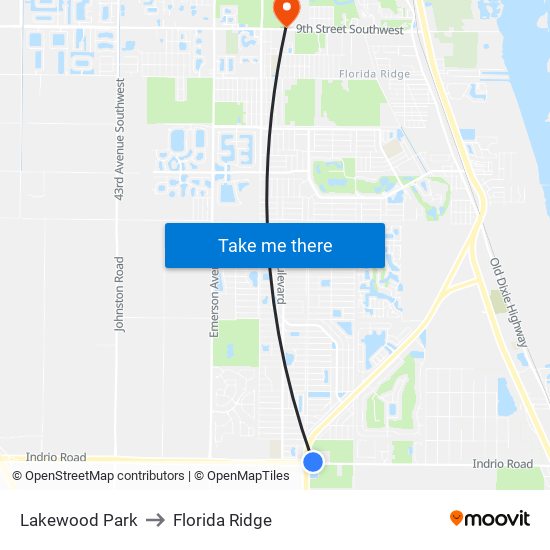 Lakewood Park to Florida Ridge map