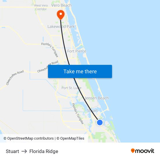 Stuart to Florida Ridge map