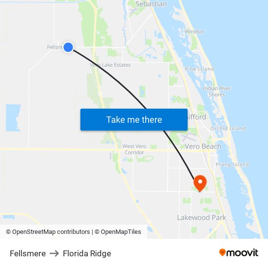 Fellsmere to Florida Ridge map