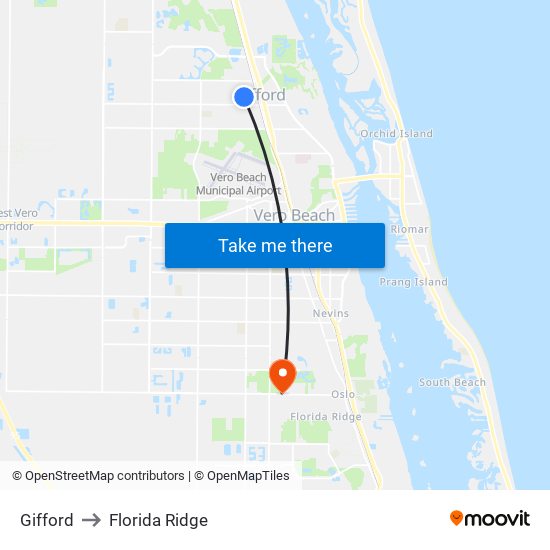 Gifford to Florida Ridge map