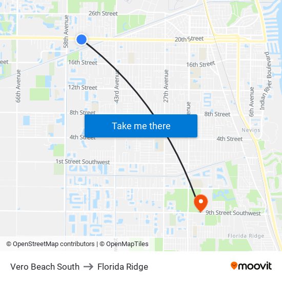 Vero Beach South to Florida Ridge map