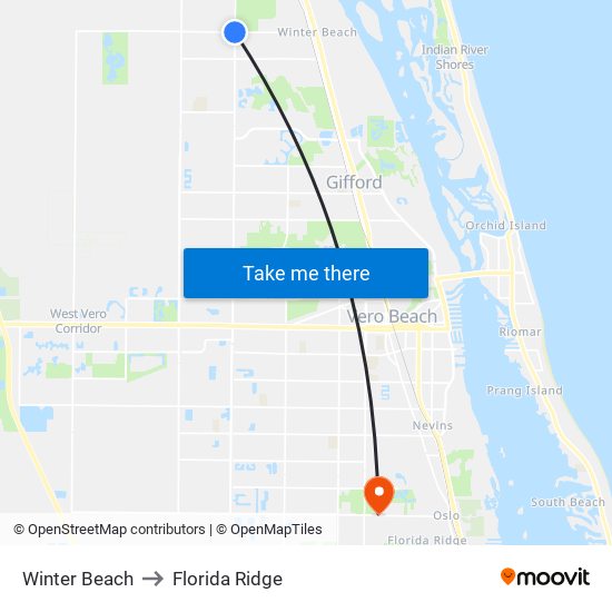 Winter Beach to Florida Ridge map