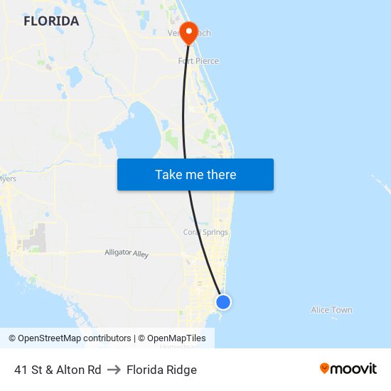 41 St & Alton Rd to Florida Ridge map