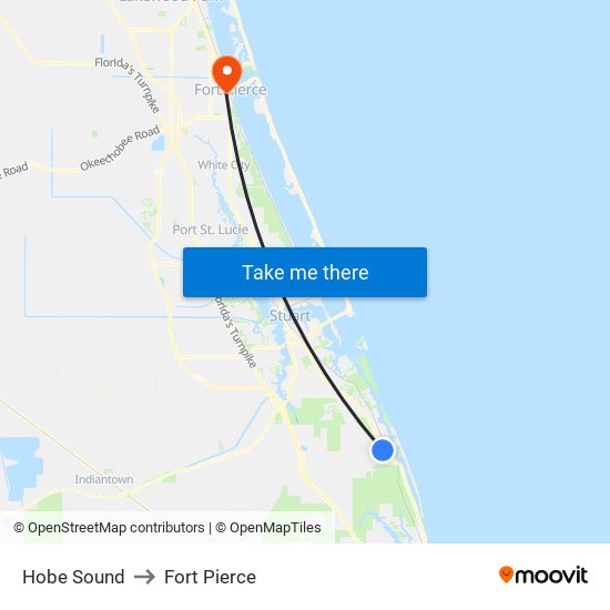 Hobe Sound to Fort Pierce map