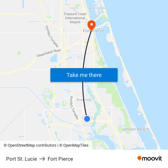 Port St. Lucie to Fort Pierce map