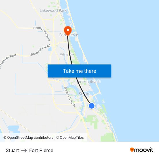 Stuart to Fort Pierce map