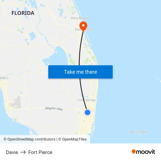 Davie to Fort Pierce map