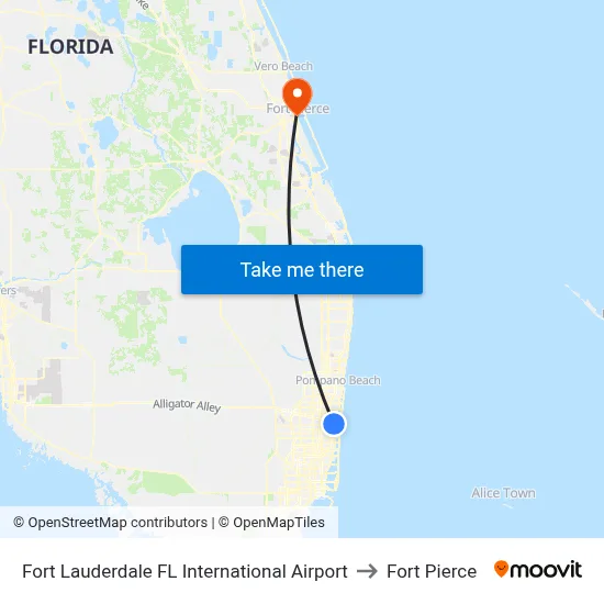 Fort Lauderdale FL International Airport to Fort Pierce map