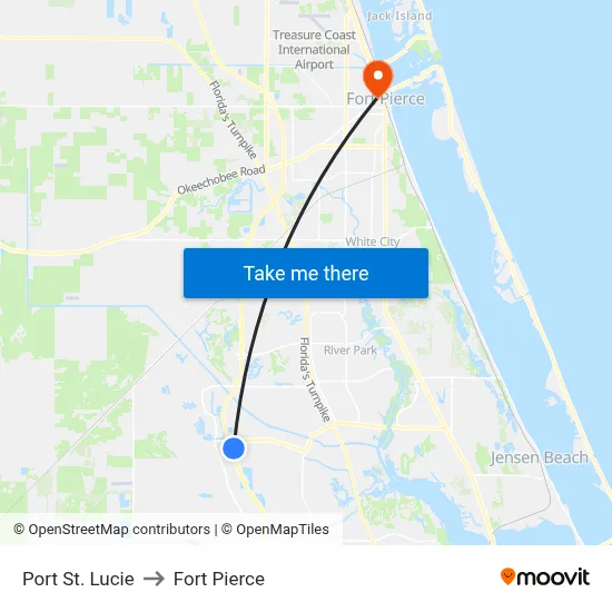Port St. Lucie to Fort Pierce map