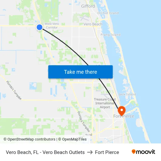 Vero Beach, FL - Vero Beach Outlets to Fort Pierce map