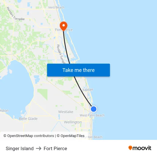 Singer Island to Fort Pierce map