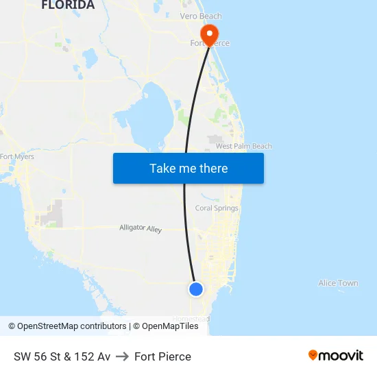 Sw 56 St @ Sw 152 Av to Fort Pierce map