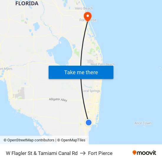 W Flagler St & Tamiami Canal Rd to Fort Pierce map