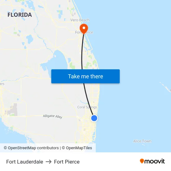 Fort Lauderdale to Fort Pierce map