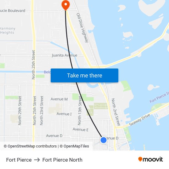 Fort Pierce to Fort Pierce North map