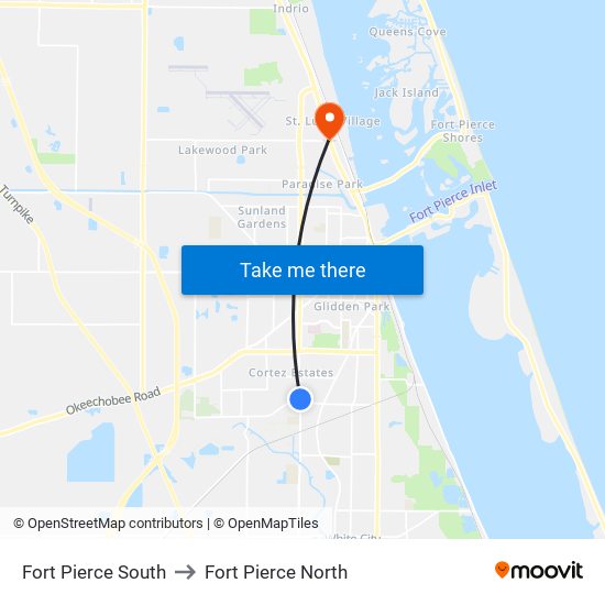 Fort Pierce South to Fort Pierce North map