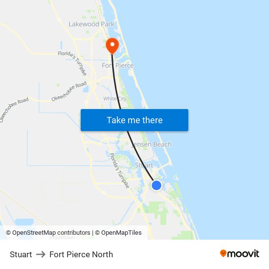 Stuart to Fort Pierce North map