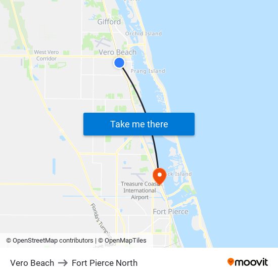 Vero Beach to Fort Pierce North map