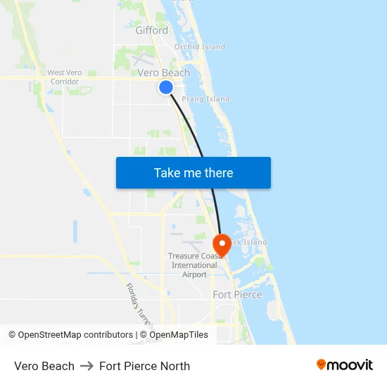 Vero Beach to Fort Pierce North map