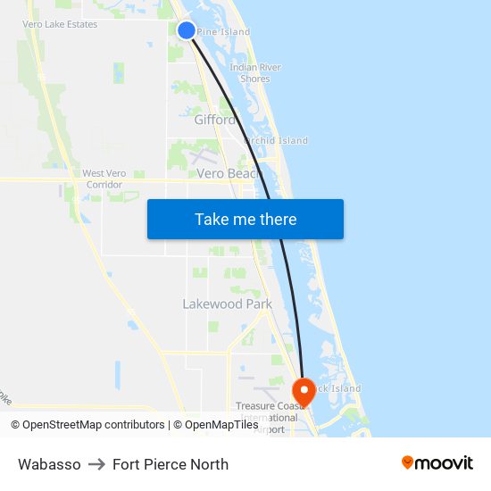 Wabasso to Fort Pierce North map