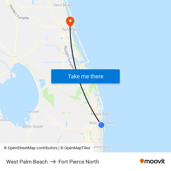 West Palm Beach to Fort Pierce North map