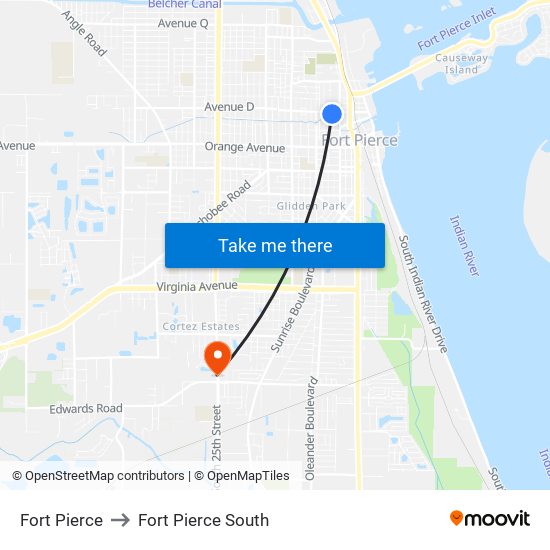 Fort Pierce to Fort Pierce South map