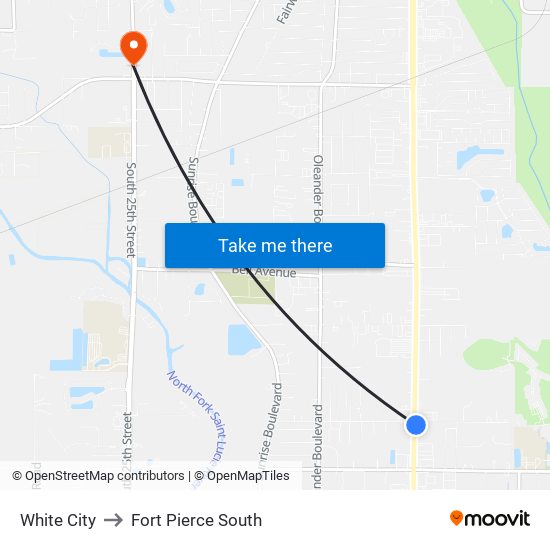 White City to Fort Pierce South map