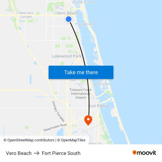 Vero Beach to Vero Beach map