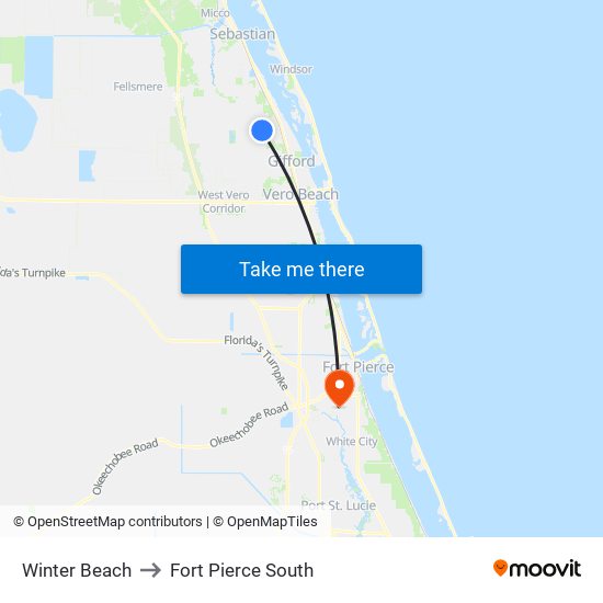 Winter Beach to Fort Pierce South map