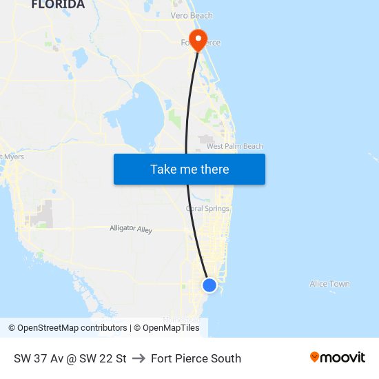 SW 37 Av @ SW 22 St to Fort Pierce South map