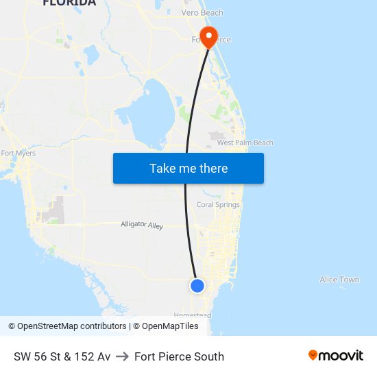 SW 56 St @ SW 152 Av to Fort Pierce South map