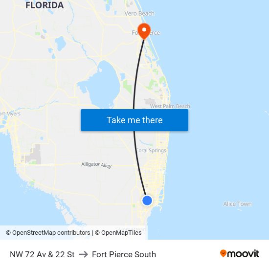 NW 72 Av & 22 St to Fort Pierce South map