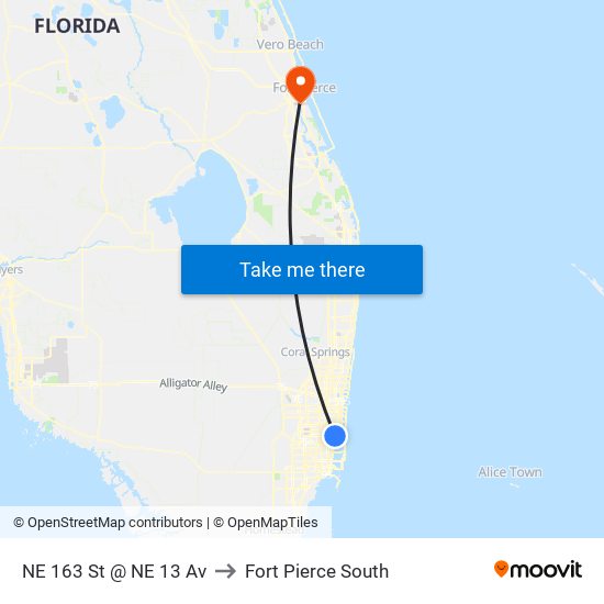 NE 163 St @ NE 13 Av to Fort Pierce South map