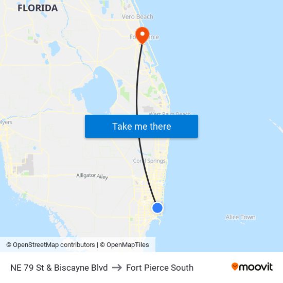 NE 79 St & Biscayne Blvd to Fort Pierce South map