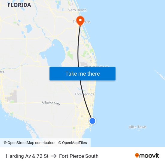 Harding Av & 72 St to Fort Pierce South map