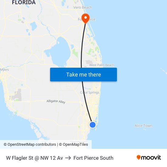 W Flagler St @ NW 12 Av to Fort Pierce South map