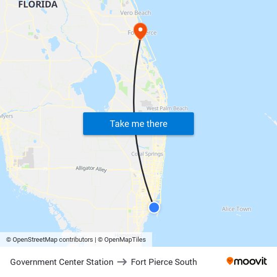 Government Center Station to Fort Pierce South map