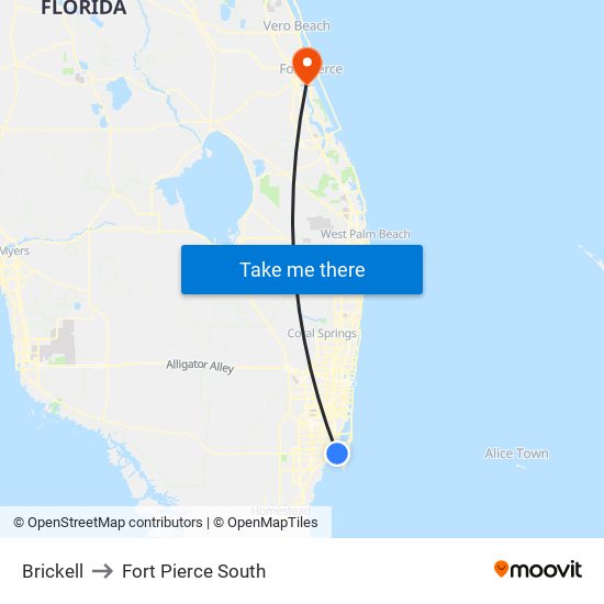 Brickell to Fort Pierce South map