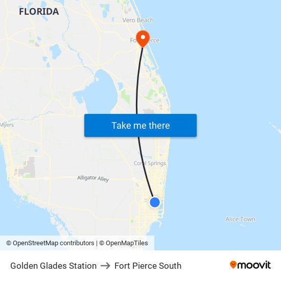 Golden Glades Station to Fort Pierce South map